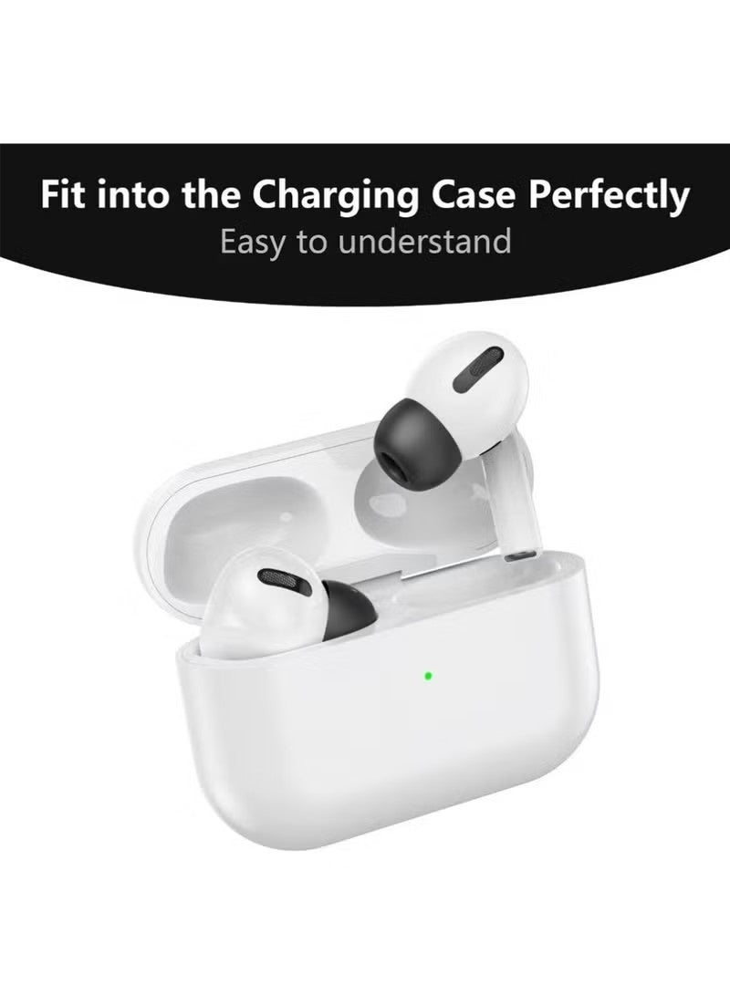 4 أزواج من أطراف الأذن البديلة لسماعات AirPods Pro من الجيل الثاني/الأول، أطراف أذن سيليكونية بدون ألم، عزل أفضل للضوضاء، سماعات بديلة مع مجموعة تنظيف 3 في 1 وتناسب علبة الشحن (أسود، XS/S/M/L) - Image 5